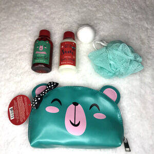 Bear Cosmetic Makeup Pouch Bag Candy Apple Bath Body Lotion Products Gift Set